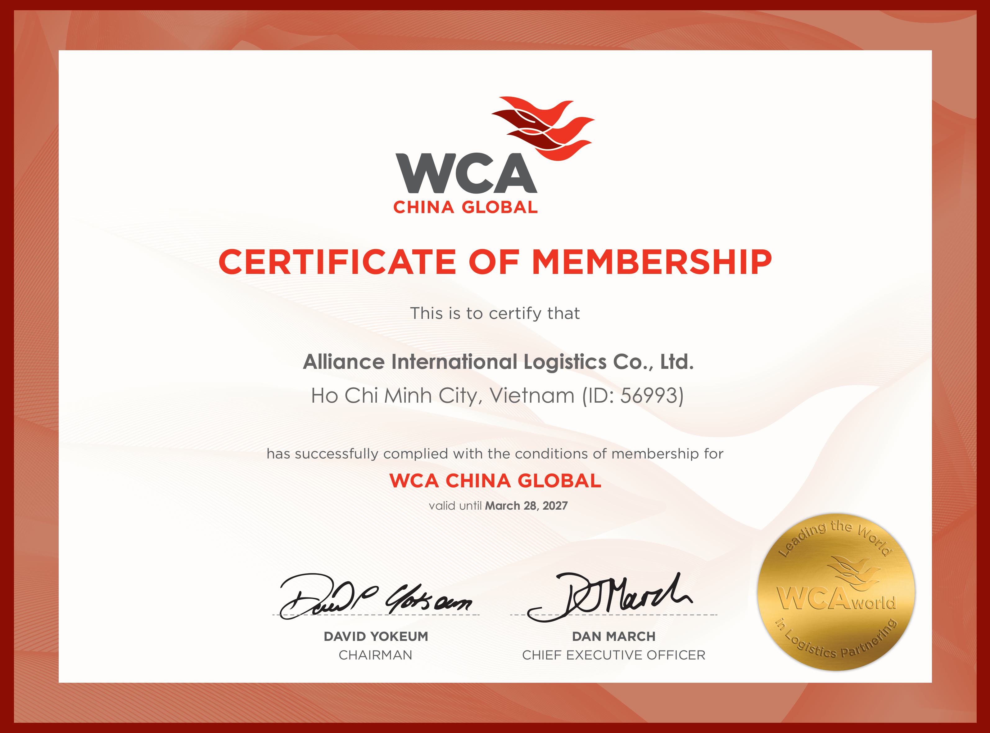 Chứng nhận hội viên WCA